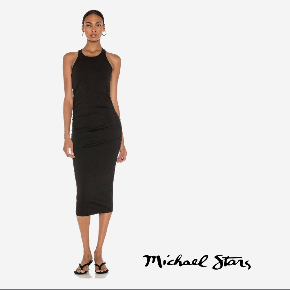 MICHAEL STARS Racerback Midi Dress, Black, Size XS X-Small